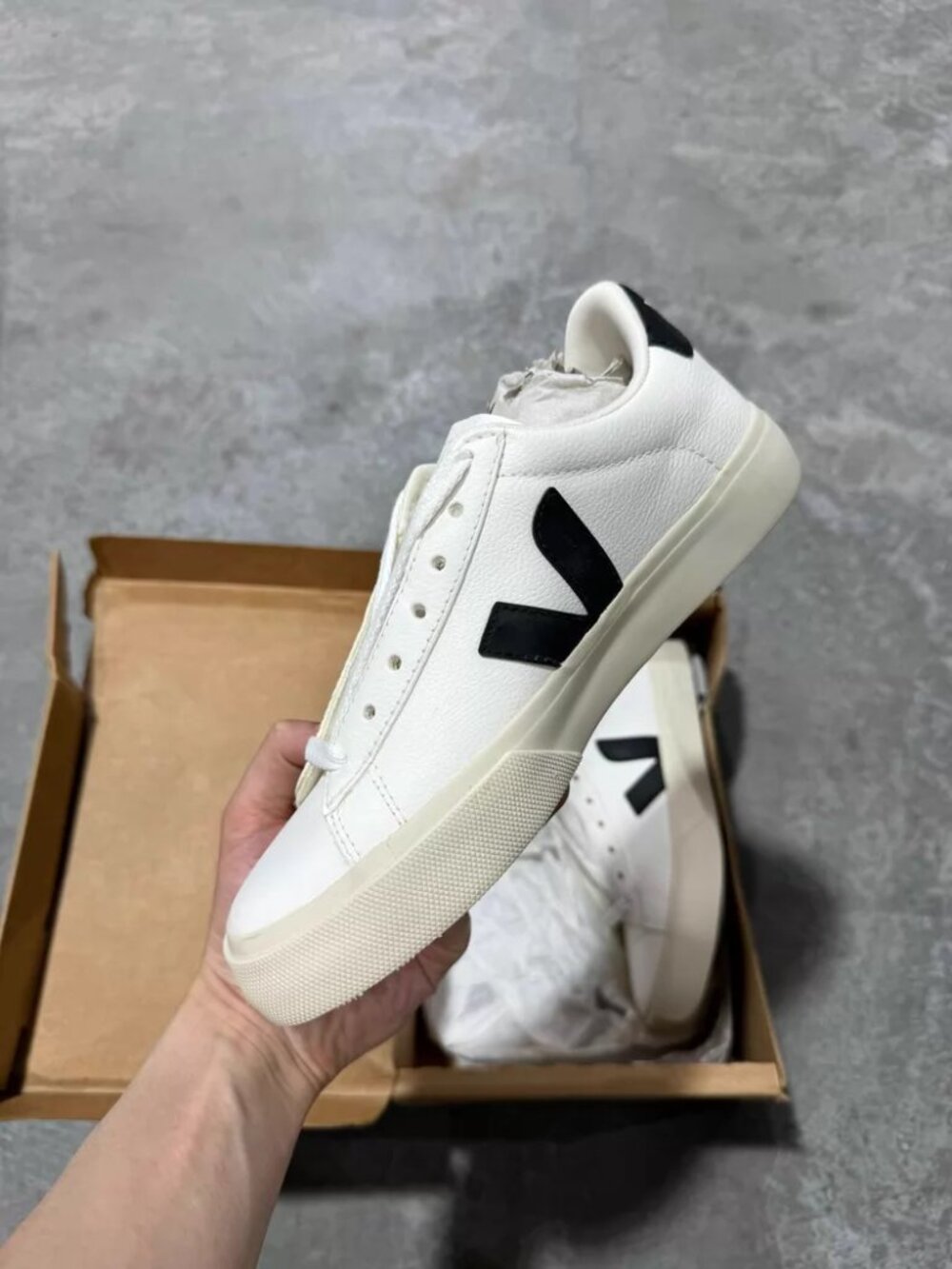 VEJA Campo Leather White Black Low Top Sneakers